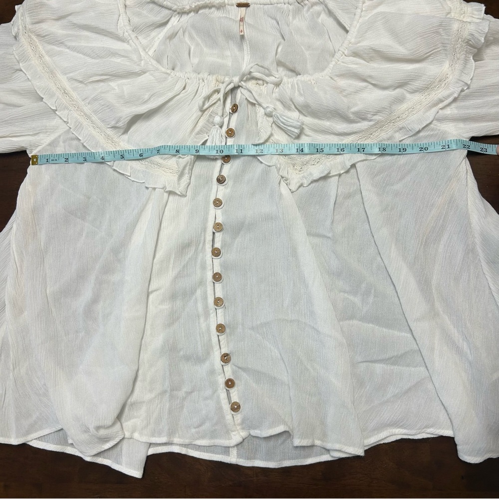 FREE PEOPLE sunrise shirt blouse in ivory white size S - Picture 13 of 16